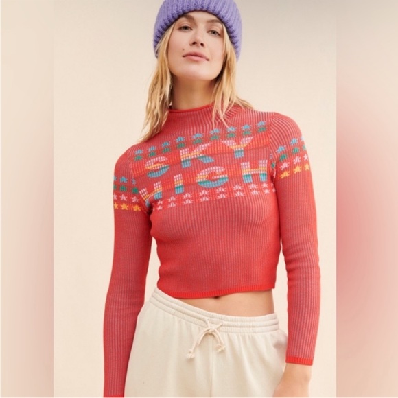 Urban Outfitters Sweaters - Urban Outfitters BDG Red Sky High Crop Sweater Top Size Medium Y2K